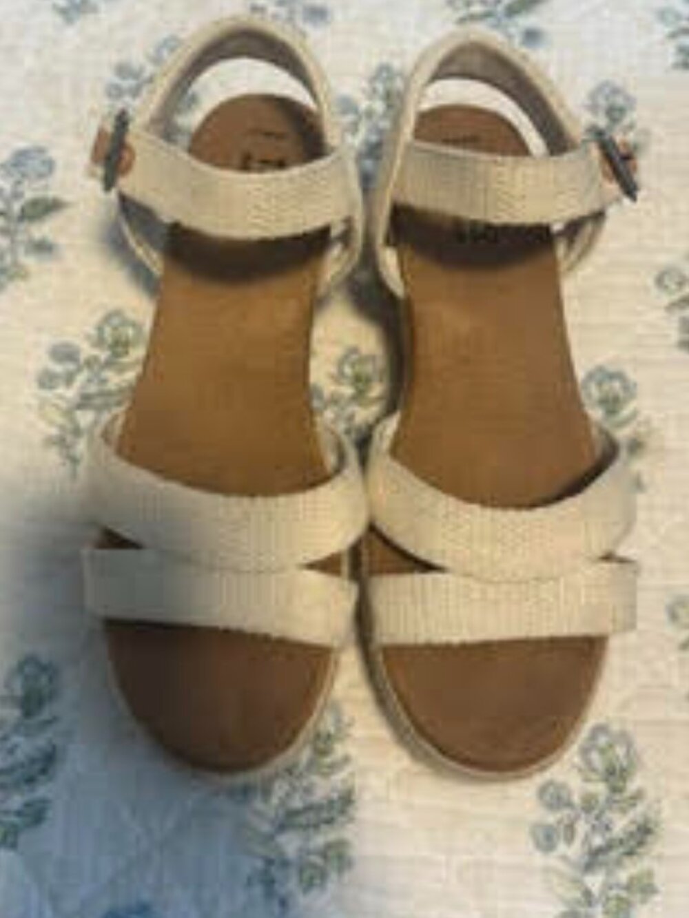 TOMS Audrey Espadrille Wedge Sandals in Natural Linen Size 6.5